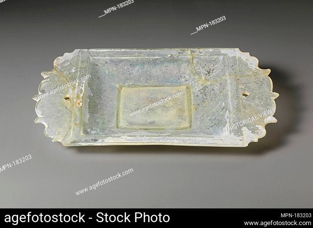 Glass serving dish. Period: Early Imperial; Date: Second half of the 1st-2nd century A.D; Culture: Roman; Medium: Glass, greenish colorless; cast and cut;...