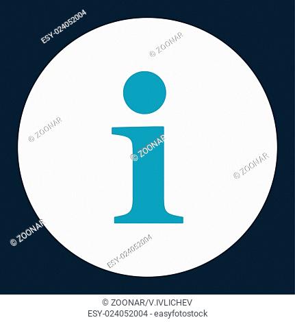Info flat blue and white colors round button
