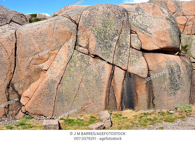 Joints (fractures) on a granitic rock. This photo was taken in Bohuslan, Sweden