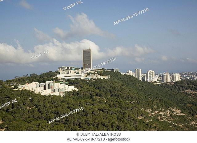Aerial photo of the University of Haifa on the summit of mount Carmel