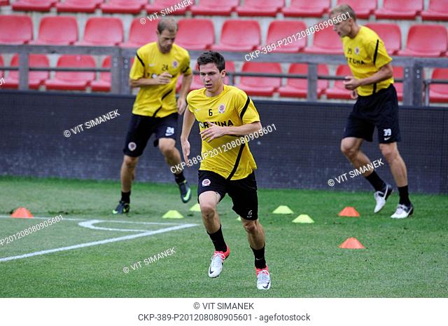 Players of Sparta Prague from left: Vlastimil Vidlicka, Tomas Prikryl, Jiri Jarosík pictured during training session ahead of the return match of the UEFA...
