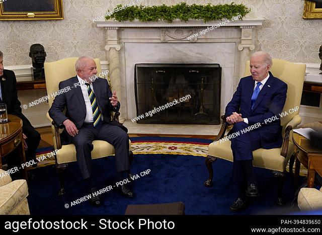 United States President Joe Biden meets Luiz Inacio Lula da Silva, Brazil's president, in the Oval Office of the White House in Washington, DC, US, on Friday