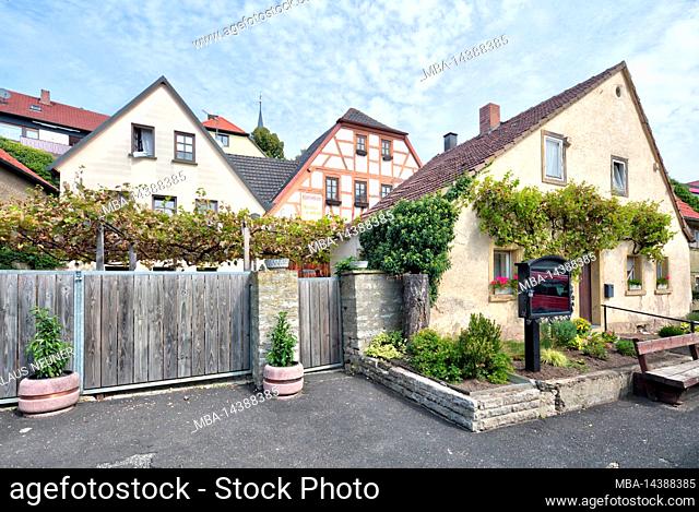 house front, village view, front door, window, autumn, Wipfeld, Franconia, Bavaria, Germany, Europe