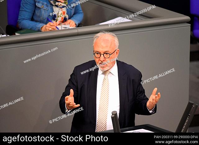 11 March 2020, Berlin: Rudolf Henke (CDU), President of the North Rhine Medical Association, speaks during the 151st session of the German Bundestag