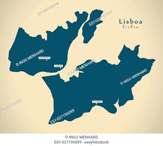 Modern Map - Lisboa Portugal PT illustration