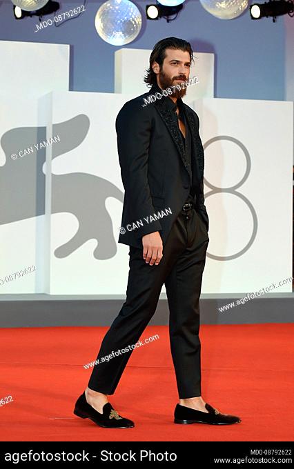 Turkish actor Can Yaman at the 78 Venice International Film Festival 2021. Filming Italy Best Movie Award Ceremony red carpet