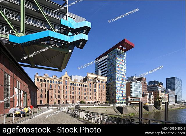 Port waterfront with Colorium, Dusseldorf, Germany
