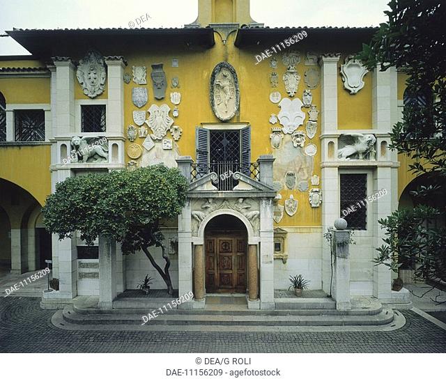 Facade of a building, Vittoriale, Gardone Riviera, Lake Garda, Lombardy Region, Italy