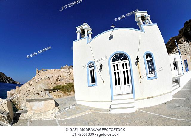 Small church in Fyropotamos on the greek island of Milos in the Cyclades
