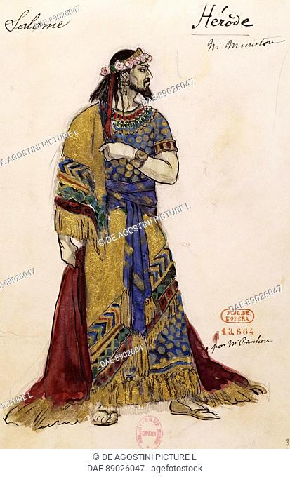 Herod Antipas, sketch by Joseph Porphyre Pinchon (1871-1953) for Salome, by Richard Strauss (1864-1949), performed the Opera Garnier in Paris, May 3, 1910