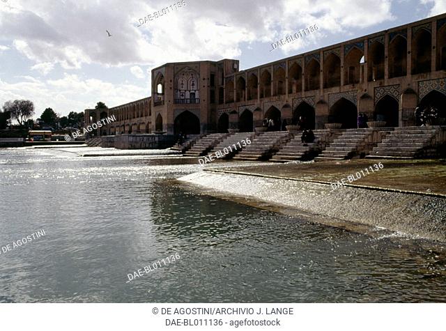 The Khaju bridge-dam, ca 1650, Zayandeh river, Isfahan (Esfahan). Iran, 17th century