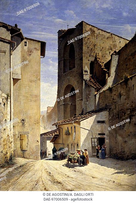 Porta San Niccolo in Florence, by Odoardo Borrani (1834-1905), oil on canvas, 99x70 cm. Italy, 19th century.  Private Collection