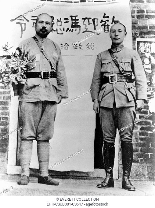 Generalissimo Chiang Kai-Shek and War Lord Feng Yu-hsiang, ca. 1928. Feng joined the Chiang's Nationalist Party and supported the Northern Expedition (1926-28)