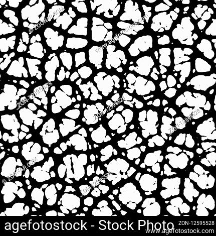 Black and White Seamless Grunge Dark Distressed Pattern. Abstract Chaotic Ink effect. Dots, Spots, Noise, Scratches, Cracks, Stain, Dirt