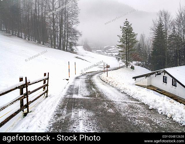 idyllic winter scenery near Ramsau bei Berchtesgaden in the Bavarian Alps