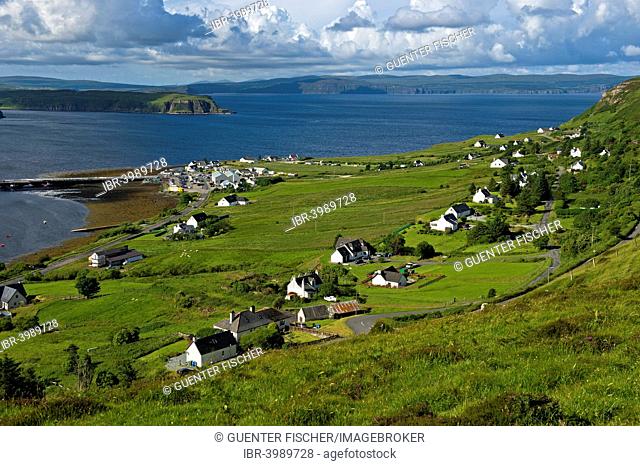 Village of Uig at Uig Bay, Trotternish Peninsula, Isle of Skye, Inner Hebrides, Scotland, United Kingdom