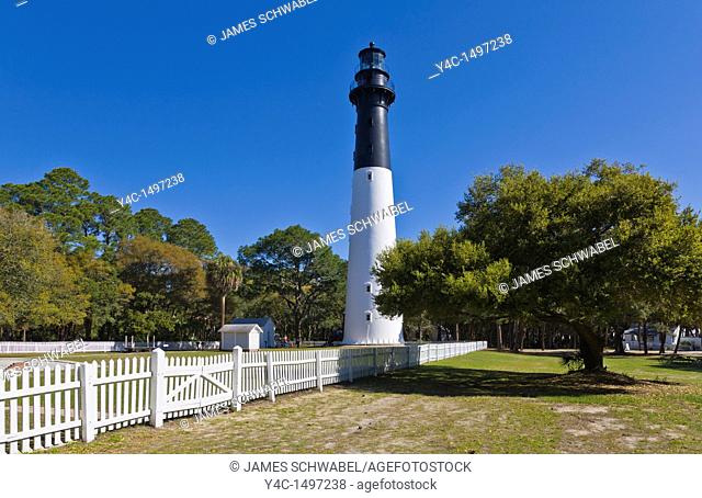 Historic lighthouse in Hunting Island State Park in the Beaufort area of South Carolina