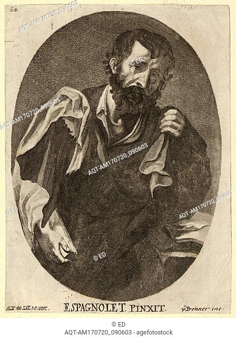 Drawings and Prints, Print, A man, possibly a scholar or philosopher, from a portfolio of reproductions of the Imperial Gallery of Paintings in Vienna; plate 64...