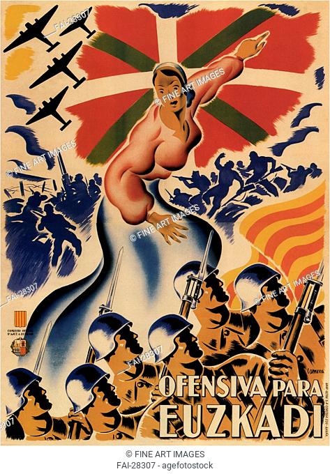 Ofensiva Para Euzkadi (Offensive for the Basque Country) by Anonymous /Colour lithograph/Social and political posters/1937/Spain/Private...