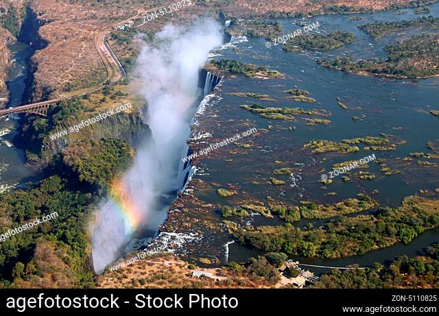 Victoria-Fälle aus der Luft, Sambia; Victoria Falls, seen from Helicopter, Zambia