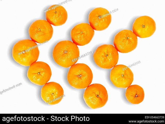 Three Arrows Of Tangerine Isolated On White Background