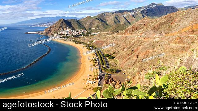 Tenerife beach Teresitas Canary islands sea water Spain panoramic view travel traveling Atlantic Ocean nature