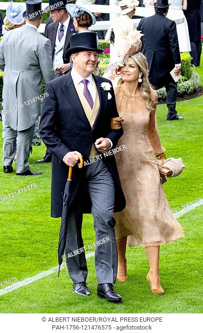 King Willem-Alexander and Queen Maxima of The Netherlands arrive at Royal Ascot at Ascot Racecourse in Ascot, on June 18, 2019, to attend the horse races