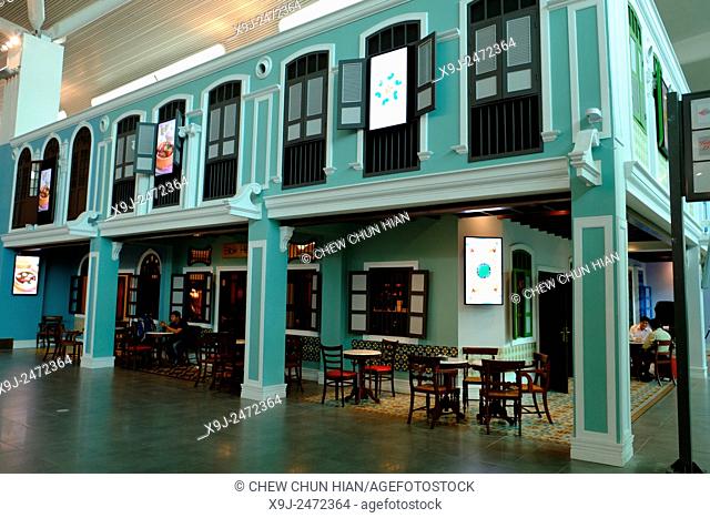 Traditional architecture, Old shop house style decoration restaurant in KLIA2, kuala lumpur, malaysia