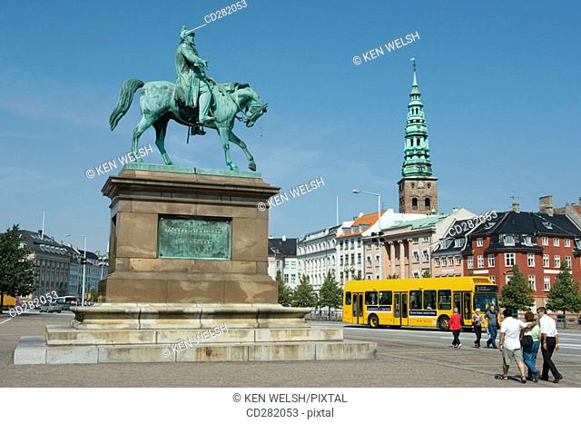 Equestrian statue of King Frederik VII 1808-1863 in Christiansborg Slotsplads, Copenhagen, Denmark