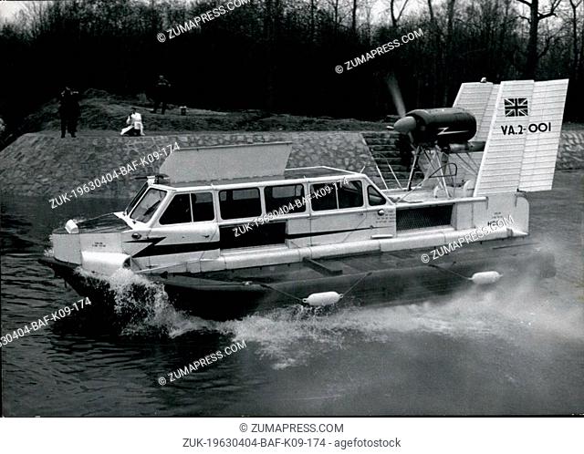 Apr. 04, 1963 - For the first time on the continent and on a river a Vickers ?¢‚Ç¨‚ÄúArmstrong Hovercraft today (3.4) was presented in Ingolstadt Bavaria on the...