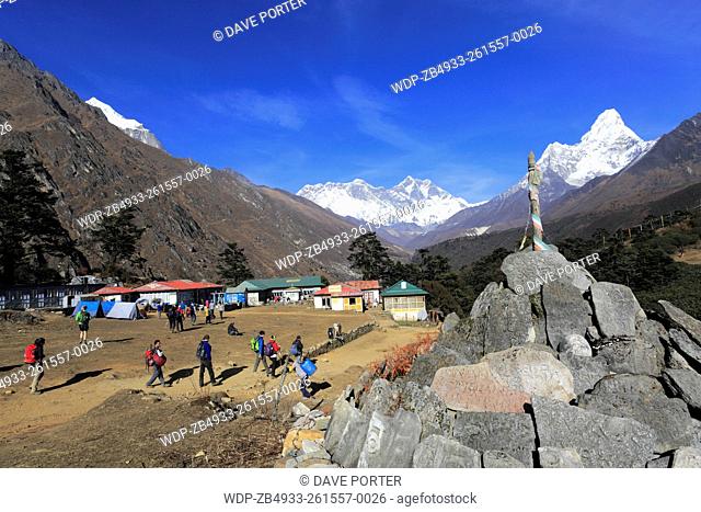 View over Tengboche village, Everest Base Camp trek, UNESCO World Heritage Site, Sagarmatha National Park, Solu-Khumbu district, Khumbu region, Eastern Nepal