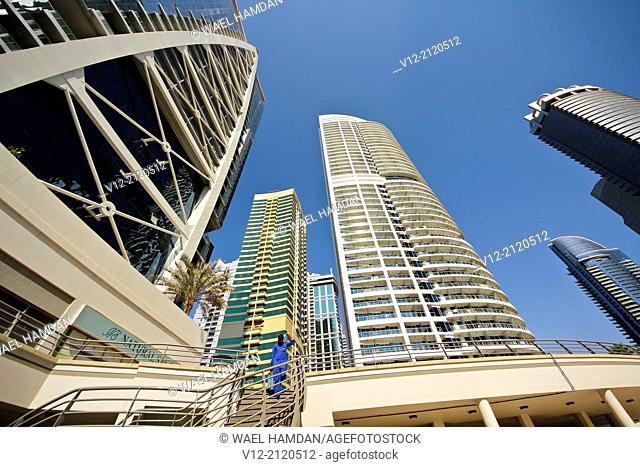 Modern high-rise apartment towers at Jumeirah Lakes Towers JLT at Dubai, UAE