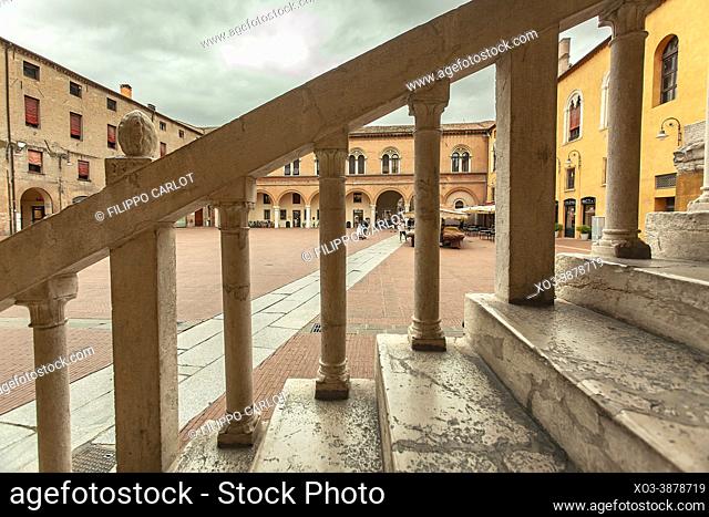 FERRARA, ITALY: Scalone d'onore in Ferrara a famuos historic staircase of town hall building in Italy