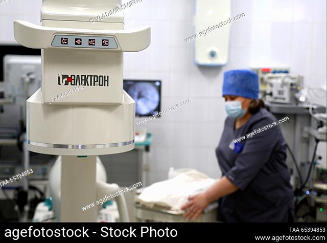 RUSSIA, IVANOVO - NOVEMBER 30, 2023: Medical equipment of the Electron research, development and production company is seen during a thulium fibre laser...