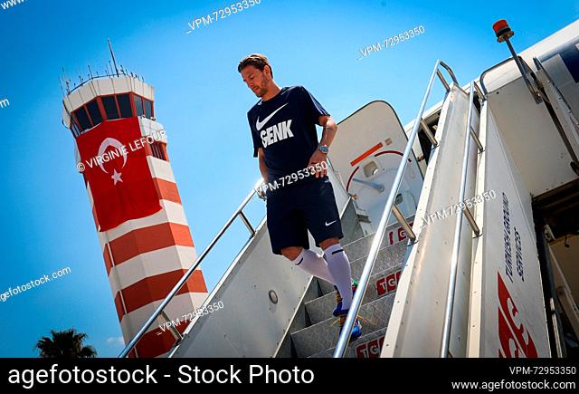 Genk's Patrik Hrosovsky pictured during the arrival of soccer team KRC Genk, Wednesday 30 August 2023 in Adana, Turkey. The team is preparing for tomorrow's...