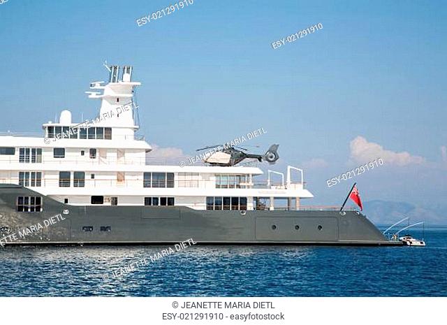 Gigantic big luxury mega or super motor yacht. Investment for millionaires or billionaires