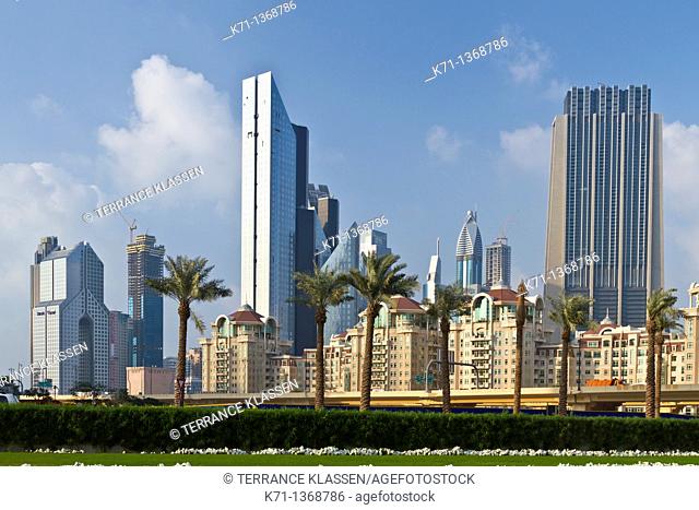 The Dubai city skyline near the Dubai Mall, UAE