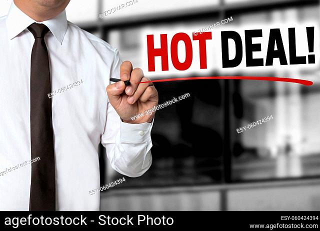 Hot deal wird von Geschäftsmann geschrieben hintergrund konzept