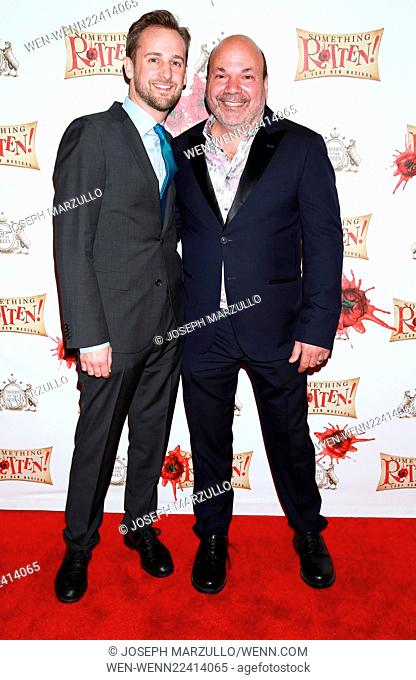 Opening night for 'Something Rotten' at the St. James Theatre - Arrivals Featuring: Josh Marquette, Casey Nicholaw Where: New York City, New York