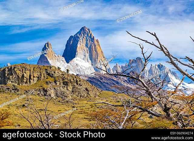 Beautiful patagonian andes range landscape with famous Fitz Roy mountain at Santa Cruz province - Argentina