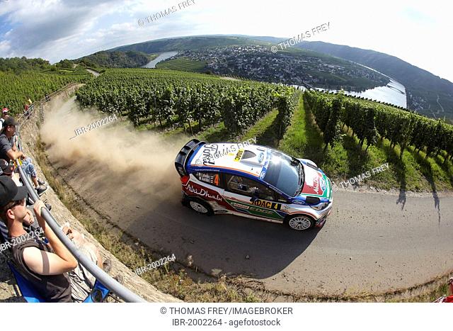Driver Jari-Matti Latvala and co-driver Mika Anttila from Finland competing in the ADAC-Rallye Deutschland, Germany rally