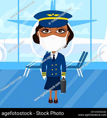 Cartoon pilot woman Stock Photos and Images | agefotostock