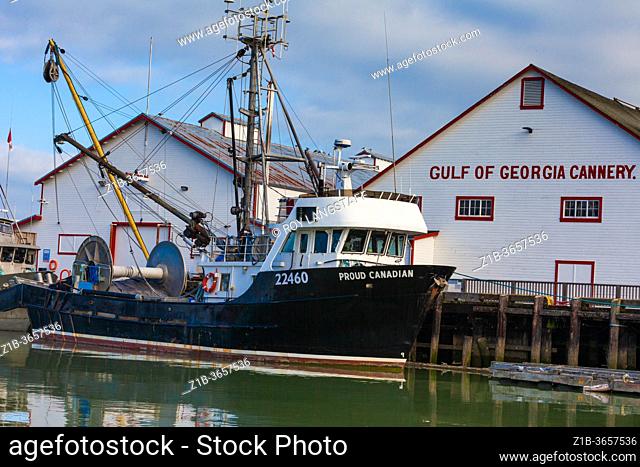 Fishing vessel Proud Canadian docked at the Gulf of Georgia Cannery in Steveston British Columbia
