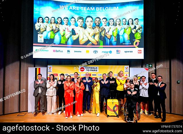 Illustration picture shows a press conference before the presentation of the official Belgian outfit of 'Team Belgium' for the Paris 2024 Olympic Games
