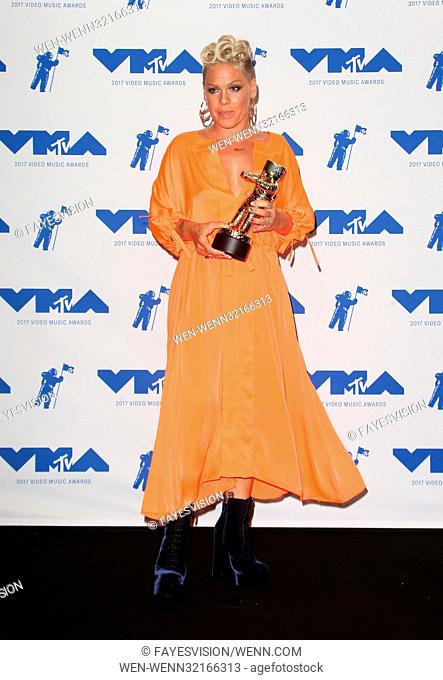 MTV Video Music Awards (VMA) 2017 Press Room, held at the Forum in Inglewood, California. Featuring: Pink Where: Inglewood, California