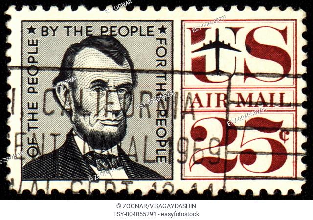 USA - CIRCA 1959: A stamp printed in USA shows president Abraham Lincoln 1809-1865