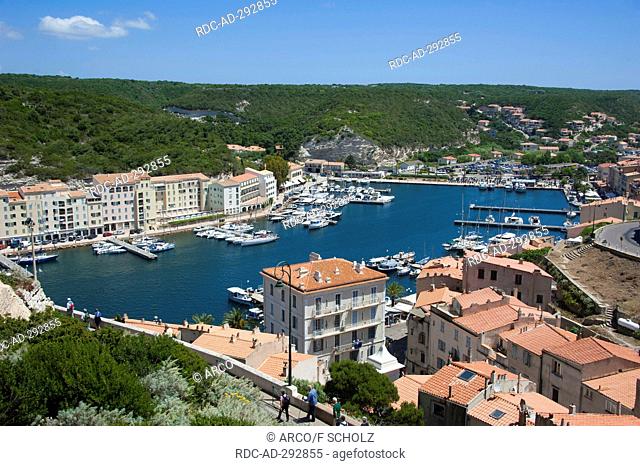 Bonifacio, Corsica, France / lower city and harbour