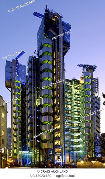 Lloyds of London, City of London. General view at night