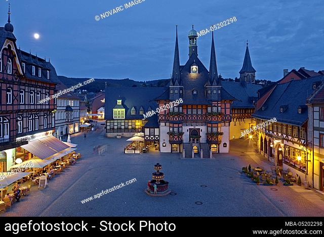 Town hall at the market square in Wernigerode, Harz, Saxony-Anhalt, Germany