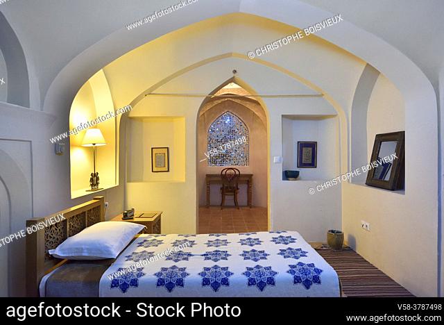 Iran, Kashan, Manouchehri House Hotel, Bedroom